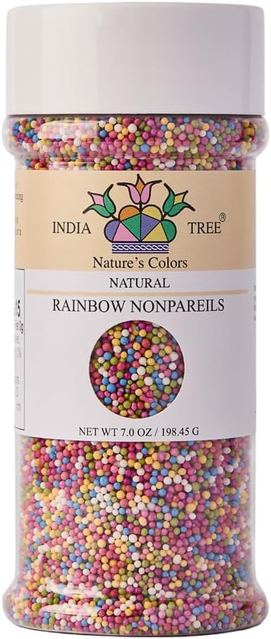 Rainbow Nonpareils – Dye-Free, Vegan, Allergen-Free, Plant-Based Colors, 7 oz Jar – India Tree Nature’s Colors
