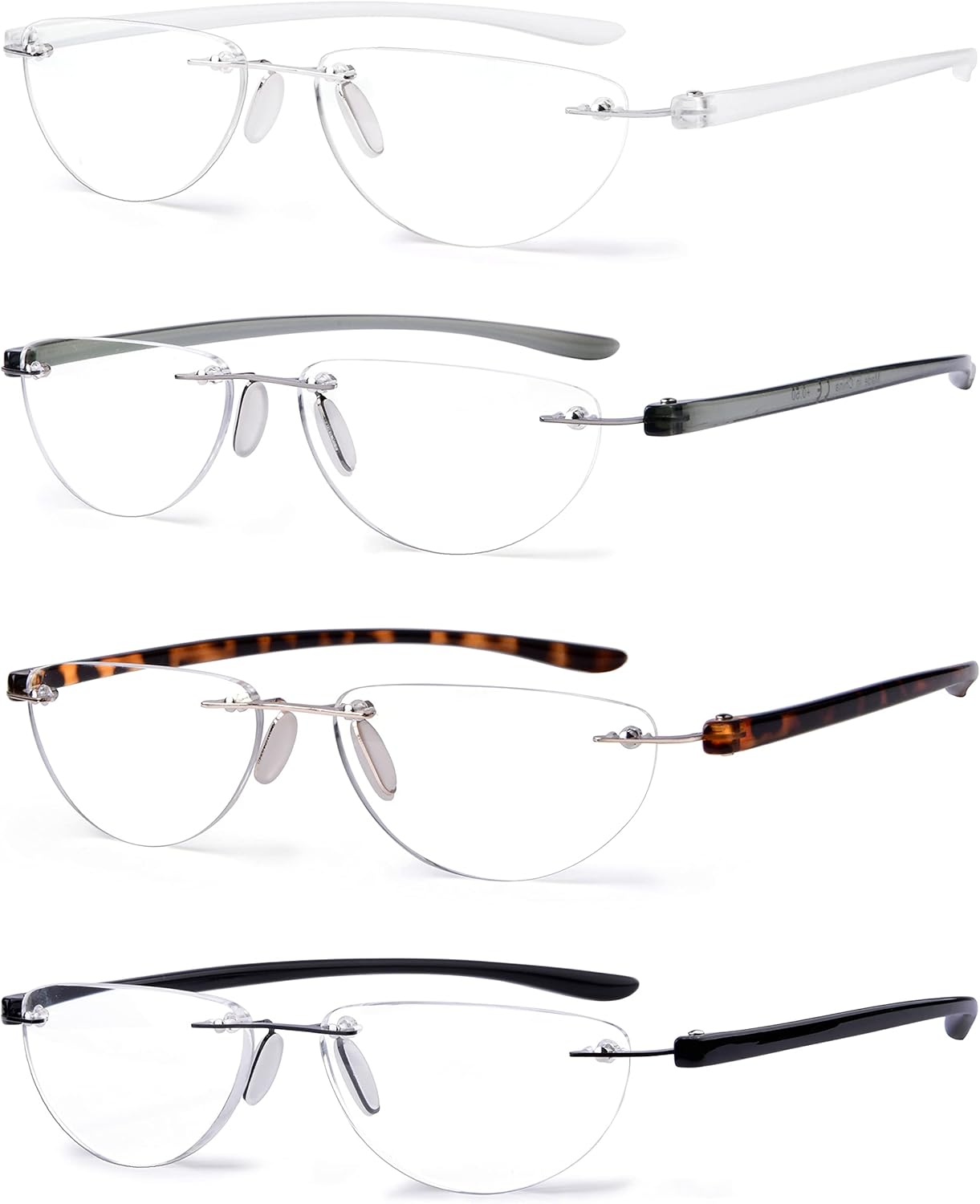 Eyekepper 4-pack Rimless Reading Glasses Women Men Half Moon Readers +2.50