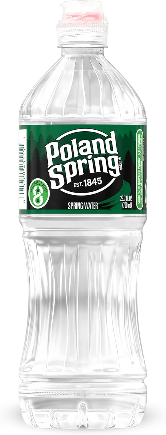 Poland Spring Maine Spring Water Bottles with Sport Flip Cap - Still Bottled Water with Naturally Occurring Minerals for Taste - 23.7 Fl Oz Plastic Bottles