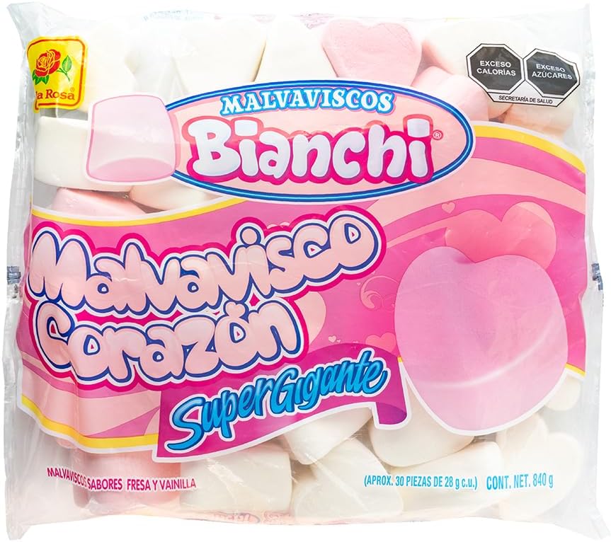 Giant Pink & White Marshmallow Hearts - 30 Piece Bag