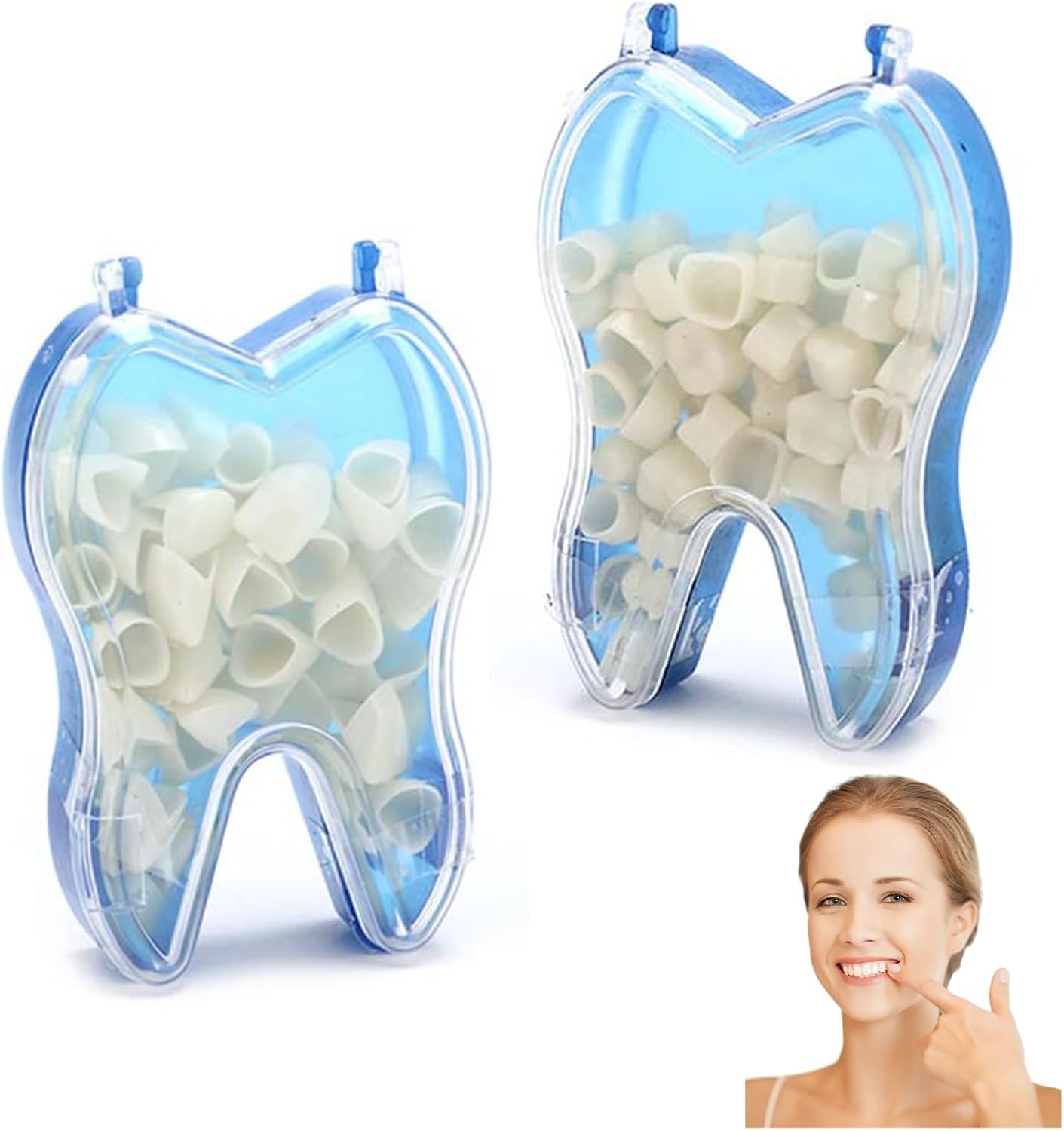 100 PCS Temporary Crowns for Teeth Dental Crown Kit with Molar Caps Tooth Veneers Snap On Tooth Covers for Adults Repair Broken Teeth Cap Kit for Anterior Posterior Use