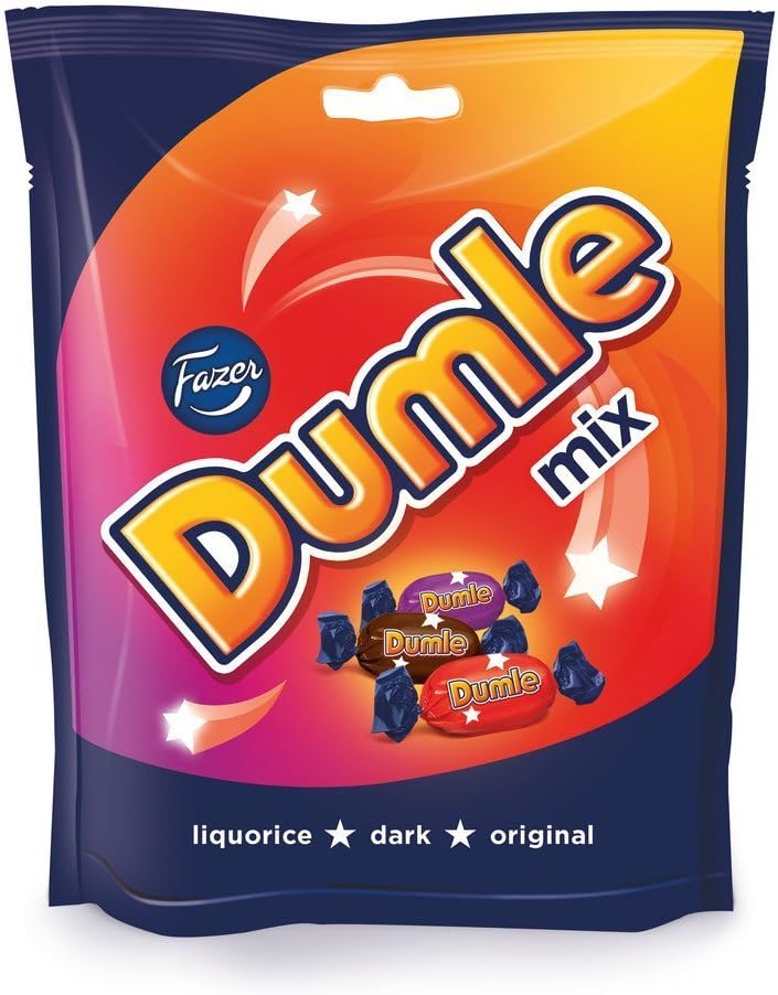10 Bags x 220g of Fazer Dumle Mix - (Original - Dark - Licorice) - Finnish - Milk Chocolate - Chocolates - Pralines - Candies - Sweets
