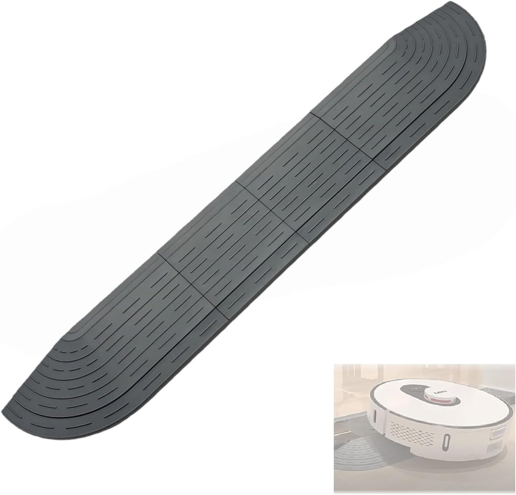 1.2'' Plastic Threshold Ramp for Robot Vacuums Fits Roborock Dreame iRobot Shark Compatible with Ecovacs Eufy Xiaomi Narwal MOVA -1.2''x4.5''x25'' Grey Climbing Mat for 0.8''-1.2'' Sills-1 Pack