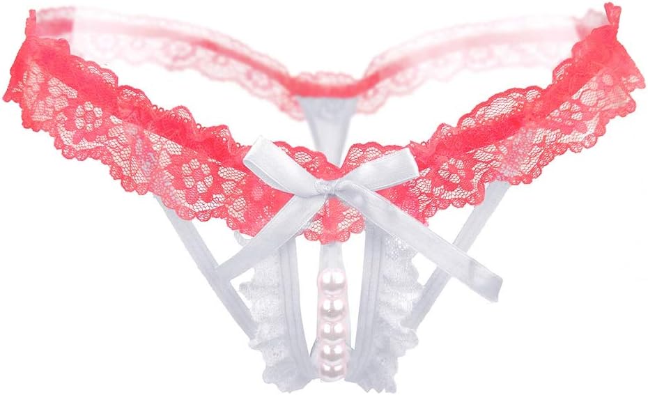 Women’s Sexy Panties,Lace Thongs G-String with Pearls Ball