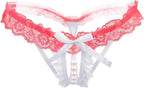 Women’s Sexy Panties,Lace Thongs G-String with Pearls Ball