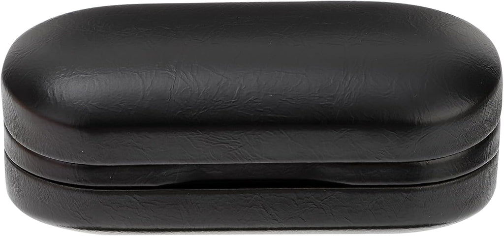 Healifty Double Glasses Case Pu Leather Organizer for Travel - Lightweight Portable Sunglasses and Eyeglasses Holder with Two Compartments 6.29X2.83X2.67In