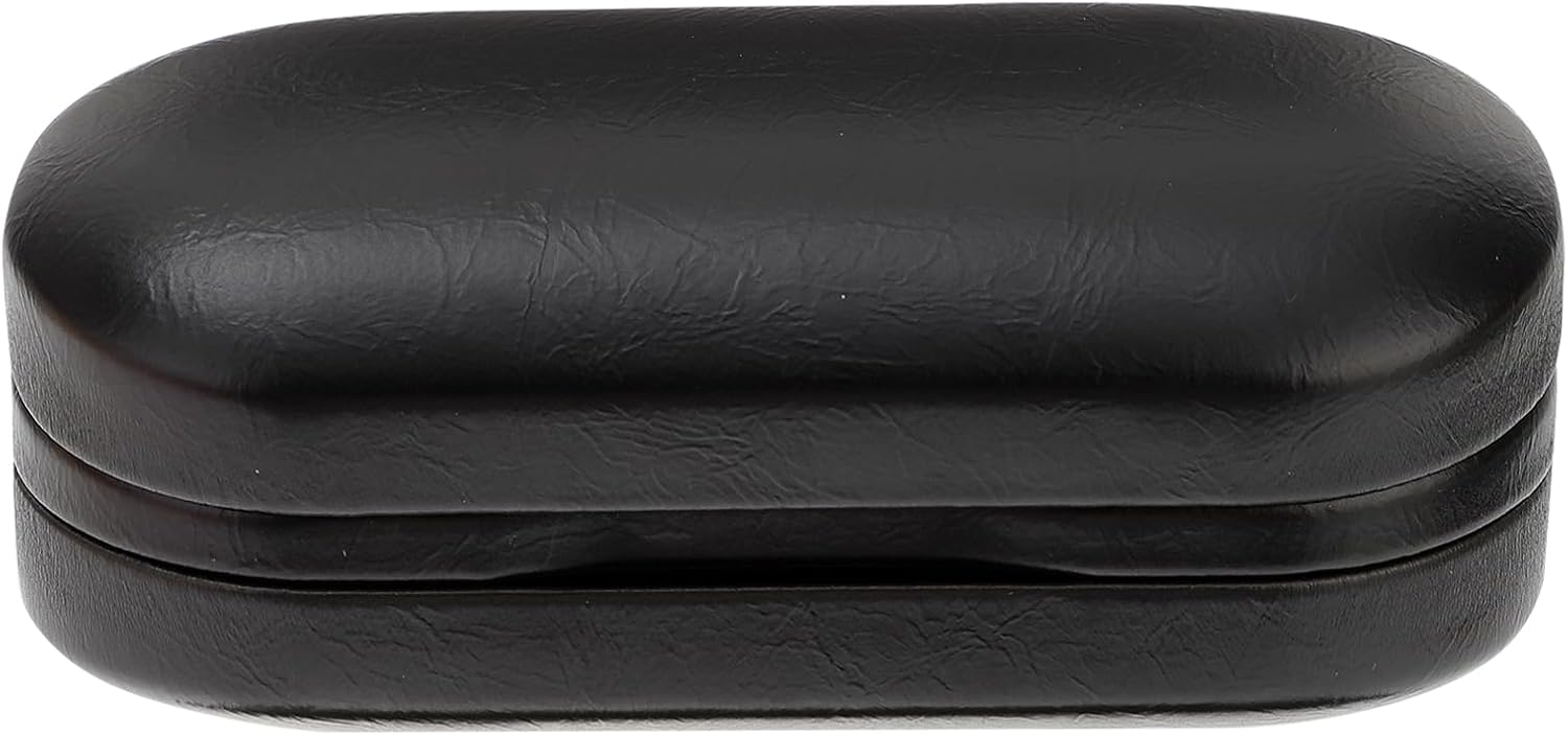 Healifty Double Glasses Case Pu Leather Organizer for Travel - Lightweight Portable Sunglasses and Eyeglasses Holder with Two Compartments 6.29X2.83X2.67In