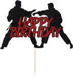 Taekwondo karate cake topper happy birthday martial arts decoration black RED flash karate taekwondo selection kung fu theme baby shower birthday party cake decoration supplies