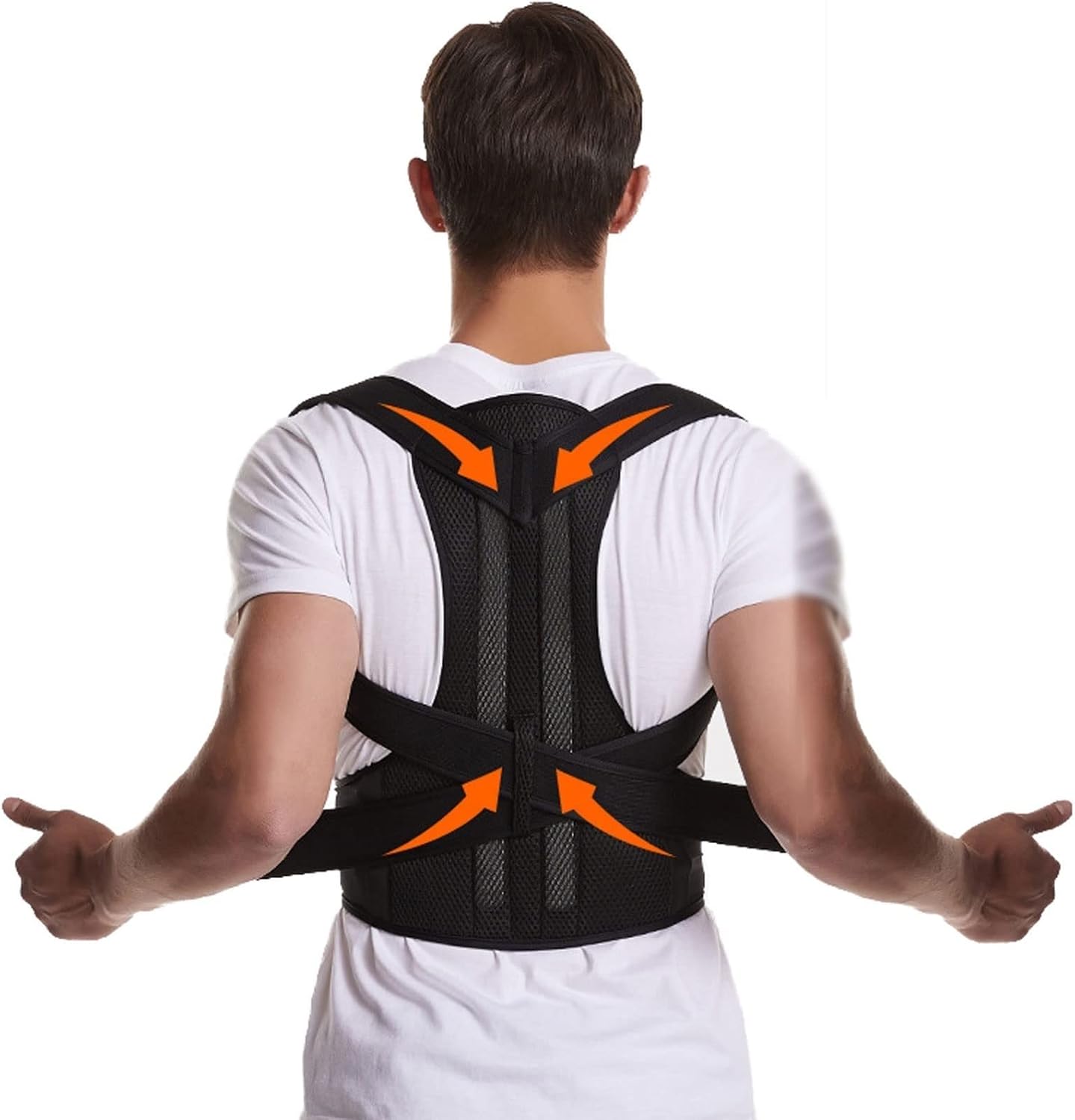 S-5XL Plus Size Posture Corrector Full Back Brace Belt Unisex Adjustable Back Support Shoulder Clavicle Spine Support Belt Lumbar Brace Back Trainer (Color : Black, Size : XXL) (Black 3XL)