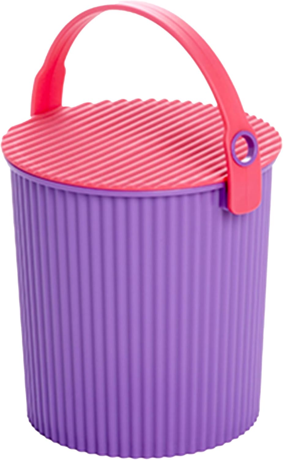 Hachiman Micro Bucket - 0.18 Gallon Heavy Duty Bucket with Lid and Handle - Hands-Free Filling - Easy to Stack and Store - Indoor Outdoor Use - 4.9" x 4.6" - Purple & Pink