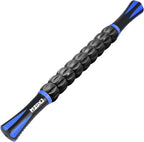Muscle Roller Massage Roller Stick- Deep Tissue Fascia Blaster for Myofascial Pain Relief, Lymphatic Drainage & Body Sculpting, Handheld Physical Therapy & Recovery Tool (Blue black-18 inch)