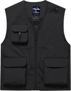 HYCOPROT Men’s Outdoor Fishing Vest, Lightweight Waterproof Sleeveless Utility Cargo Jacket for Hiking Hunting