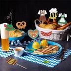 24Pcs Glitter Oktoberfest Cupcake Toppers, Beer Day Cake Topper, Bavarian Festival Cake Picks for Beer Theme Party Supplies, Oktoberfest Party Decorations (A)