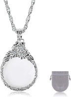 2.5X Magnifier Pendant Retro Magnifying Glass Necklace for Women Monocle for Eye Portable Pocket Magnifier Jewerly Long Chain Magnifying Monocle Lens for Reading Books Magazine Newspaper