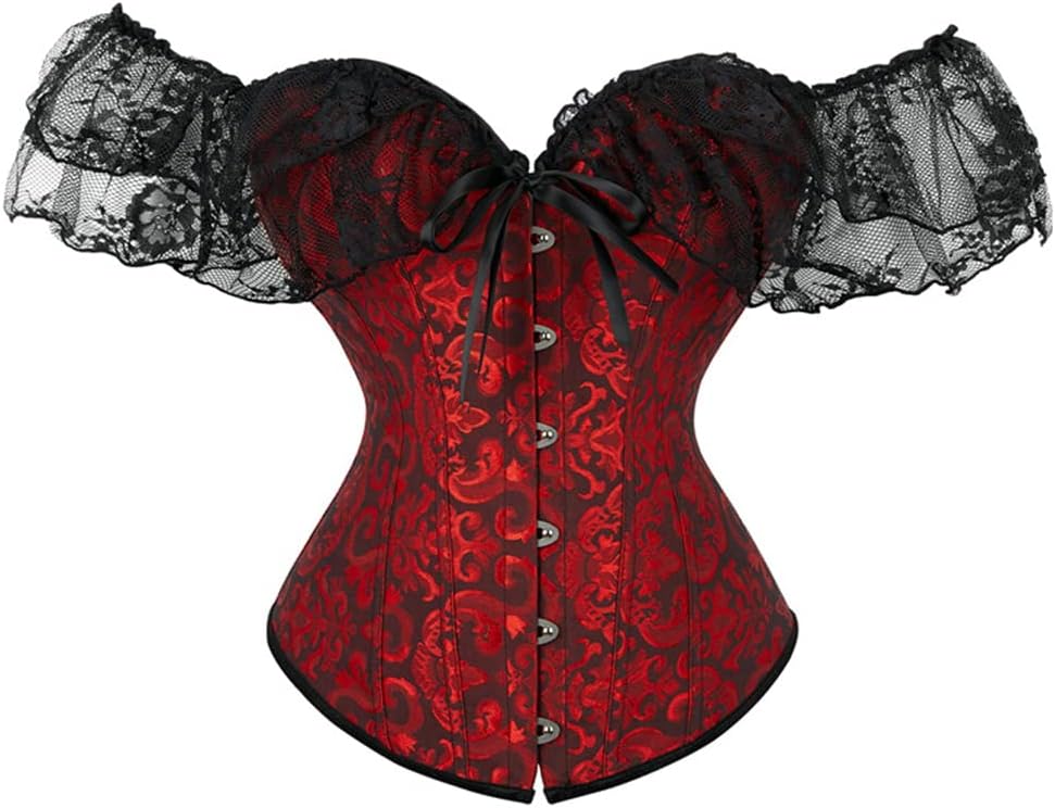 SHYMMUO Corset Top for Women Renaissance Steampunk Bustier Top Sexy Lace Up Corset Top Festival Pirate Halloween Costume