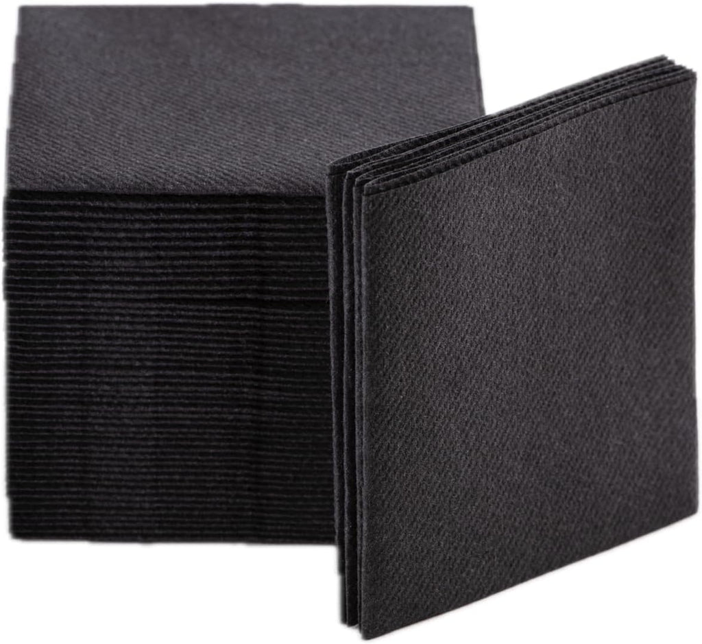 Cocktail Napkins, 100 Pack Disposable Luxury Linen Like Airlaid Beverage Napkins, Soft, Absorbent, Restaurant Bar Cocktail Napkins for Kitchen, Parties, Weddings,Dinners or Events (Black)