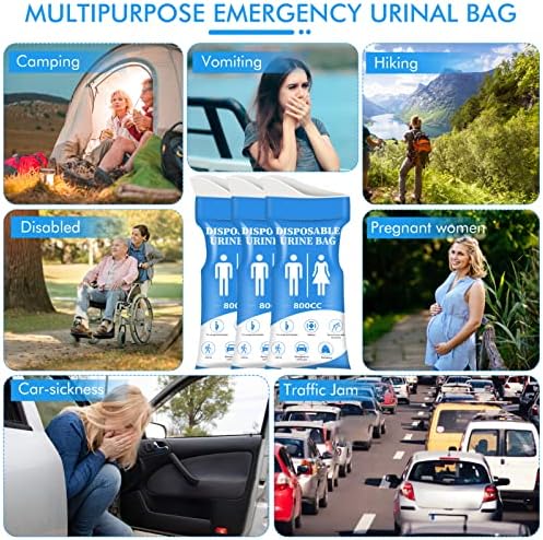 DIBBATU Disposable Urine Bag, 12/24 Pack Pee Bags for Travel for Women/Men, 800ML Emergency Portable Urinal Bag and Vomit Bags, Unisex Urinal Bag for Camping, Traffic Jams, Pregnant
