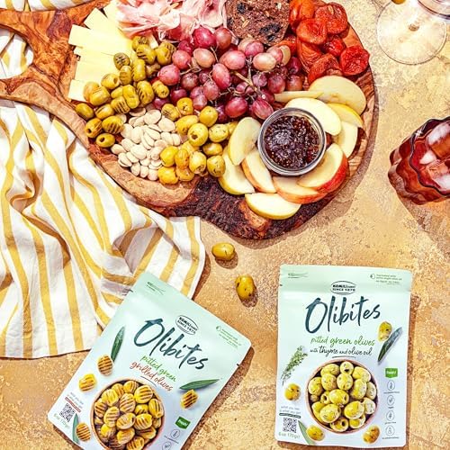 Olibites Pitted Olives - Fresh Olives Marinated in Extra Virgin Olive Oil (6 oz, Thyme & Olive Oil)