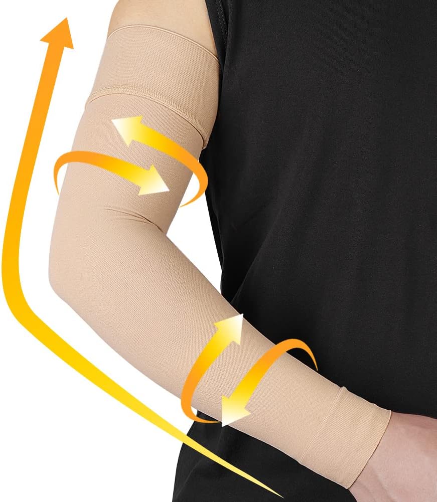 beister Medical Compression Arm Sleeve for Men Women（Single）, 20-30 mmhg Full Arm Support for Pain Relief, Lymphedema