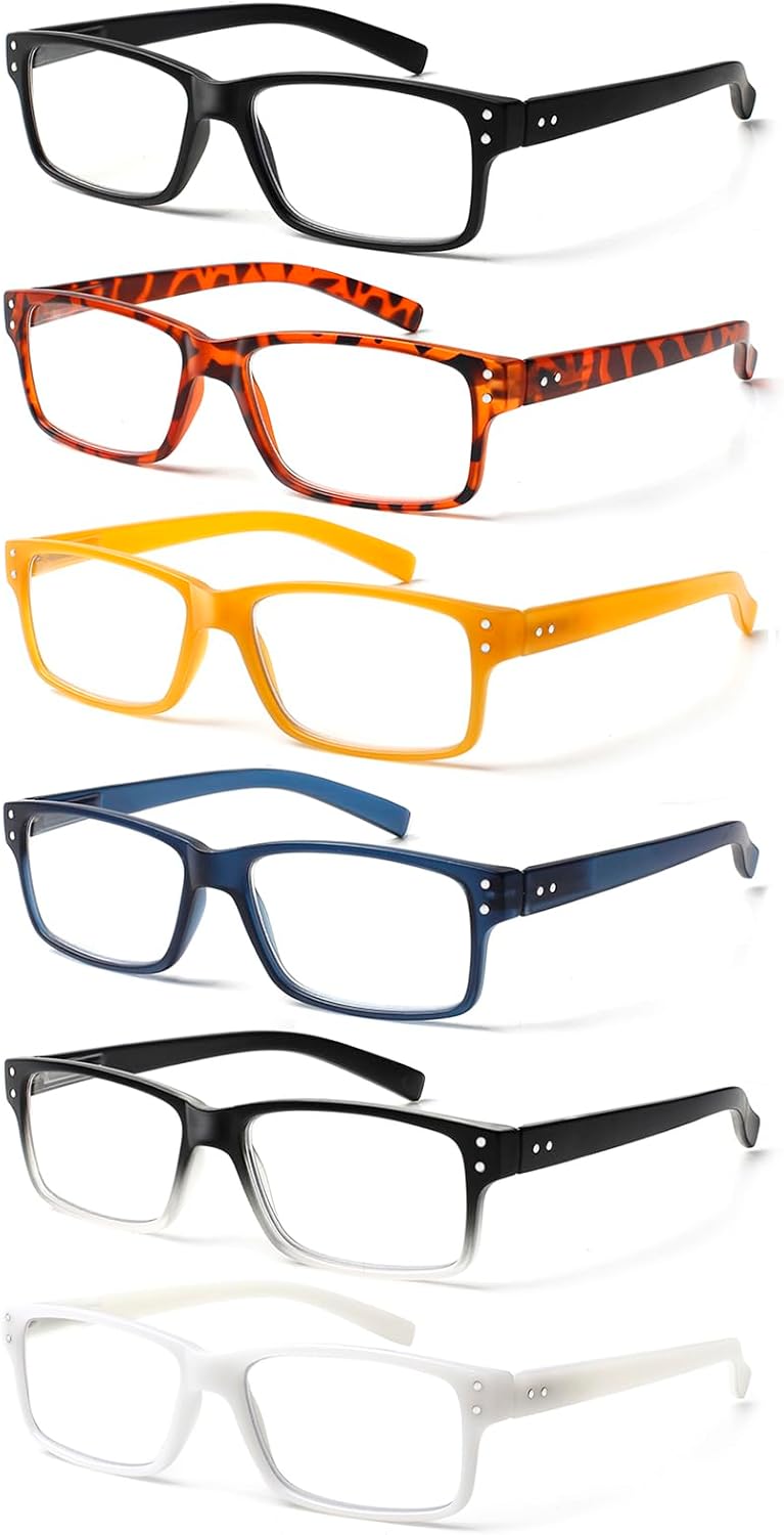 NORPERWIS Reading Glasses 6 Pairs Quality Readers Spring Hinge Glasses for Reading for Men and Women (6 Pack Mix Color -1, 1.75)