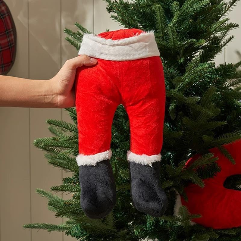 Christmas Santa Claus Legs for Christmas Tree Decoration, Stuffed Fake Leg Stuck Christmas Tree Ornament Xmas Holiday Party Decor