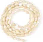 KISSITTY 1Strand Oval Rice Shape Natural Freshwater Shell Beads for Jewelry Making Natural Trochus Pearl Beads Loose Spacer Beads for DIY Necklace Earring Bracelets Craft Decoration