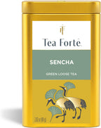 Tea Forte Sencha Premium Loose Leaf Caffeinated Green Tea Blend Canister, Makes 35-50 Cups
