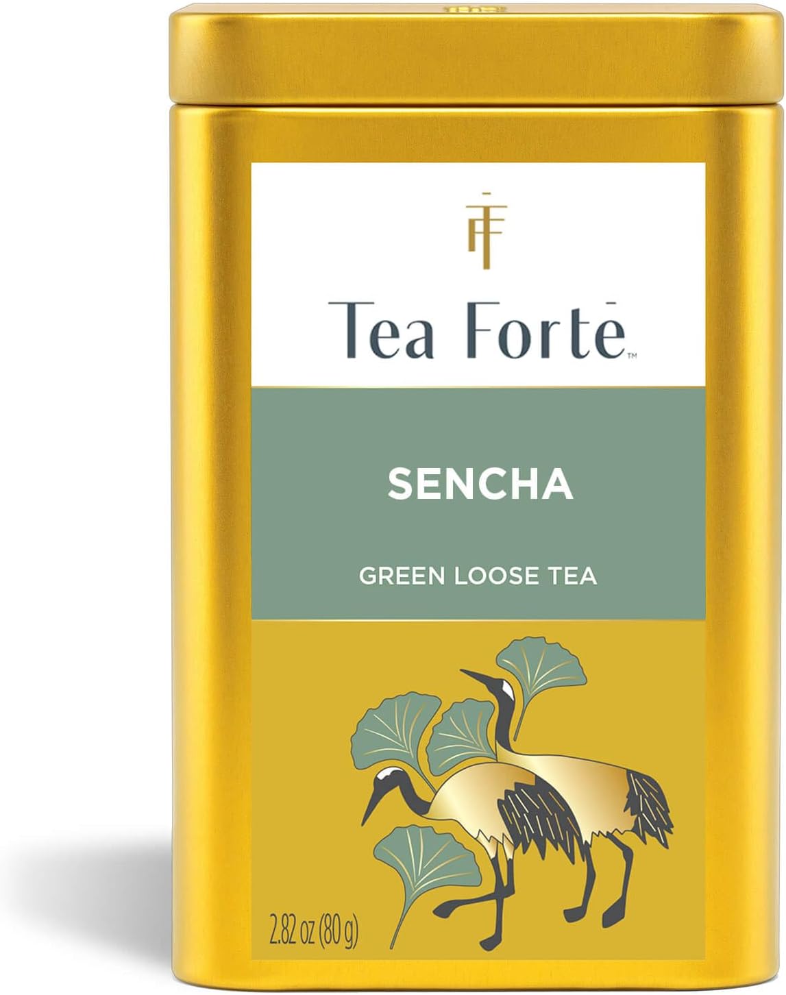 Tea Forte Sencha Premium Loose Leaf Caffeinated Green Tea Blend Canister, Makes 35-50 Cups