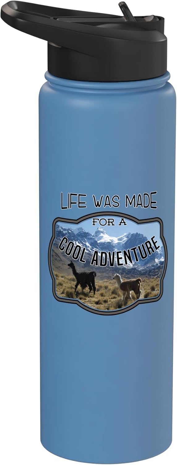 Life was Made for a Cool Adventure - Llama Stainless Steel Insulated Water Bottle