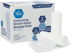 MED PRIDE Conforming Gauze Rolls First Aid Rolled Stretch Bandages for Wounds & Injuries – Disposable Nonsterile Body Wrap Dressing for The Knee, Ankle, Hands, Wrist, White (3''x 4.1 yd)