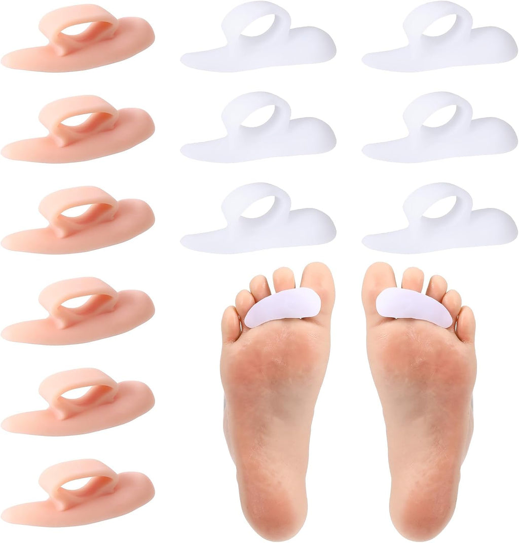 12 Pairs One Loop Design Hammertoe Support Pads Gel Hammer Toe Crest Cushions Gel Toe Straighteners Corrector for Overlapping Clubbed Alignment Curled Crooked Claw Toes Pain Relief Women Men
