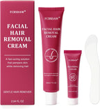 Painless Facial Hair Removal Cream for Upper Lip, Chin and Peach Fuzz - Women's Depilatory Cream Kit with Soothing Cream, Fast Acting 4-Min Formula Safe for Sensitive Skin,2.04 FL oz(Box of 1)