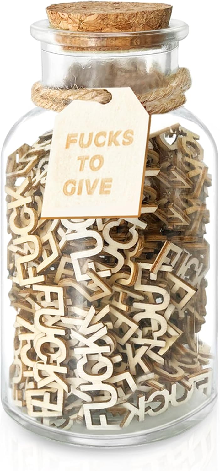 F u cks to Gift Jar 9 OZ,200PCS Wooden Cutout Letter Fu c k Jar for Birthday,Valentines Day,Mother's Day,Easter Basket Stuffers,Gag Gifts for Women,New Year,Funny Gift to Friend Women Men