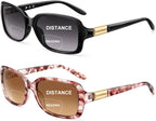 JM 2 Pack Classic Bifocal Reading Glasses Rectangular Stylish Sunglasses Readers for Women +1.25 All Black&Pink Printed