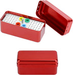QWORK 60 Holes Disinfection Bur Blocks, 2 Set of Aluminum Sterilizing Storage Case Bur Holder, Dental Autoclavable Burs Organizer, Accommodates Needle Management Racks, Red
