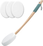 AmazerBath Lotion Applicator for Back, Feet, 4 Replacement Pads with 17" Curved Handle, Back Sunscreen Applicator for Kids, Elderly, Women, Apply Skin Cream Medicine Moisturizer Tanner, White