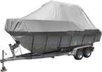 Waterproof Bass Boat Cover, 11-27ft Heavy Duty 420D All Weather Protection Boat Cover Fits V-Hull, Fish&Ski, Pro-Style, Fishing Boat, Runabout