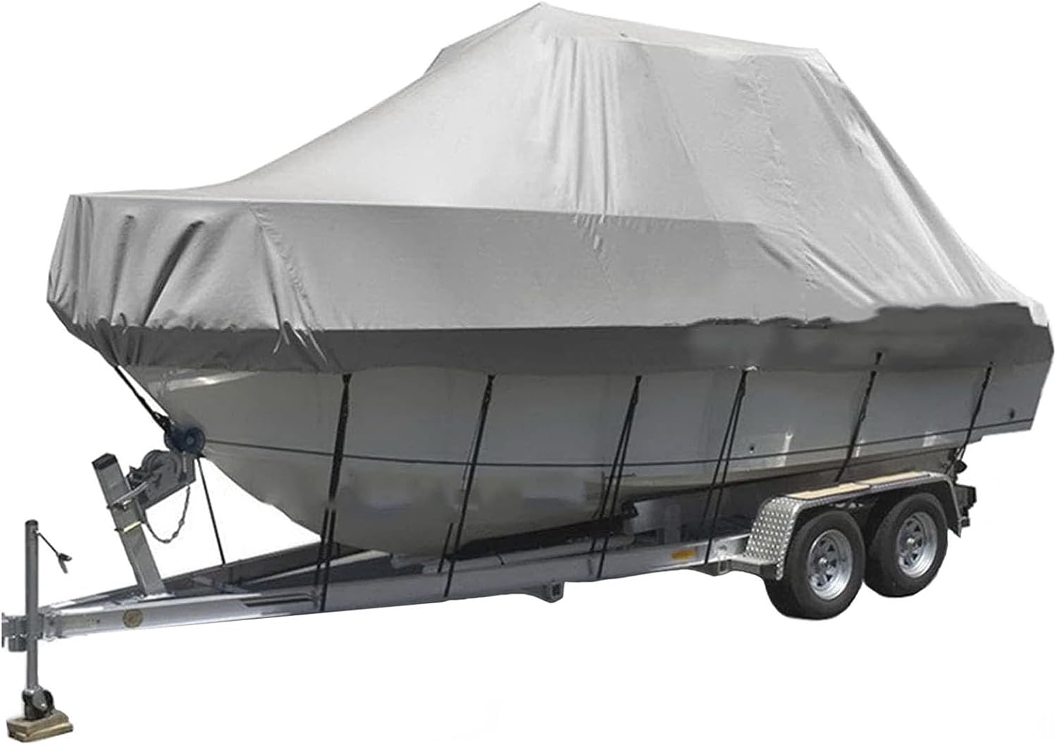 Waterproof Bass Boat Cover, 11-27ft Heavy Duty 420D All Weather Protection Boat Cover Fits V-Hull, Fish&Ski, Pro-Style, Fishing Boat, Runabout