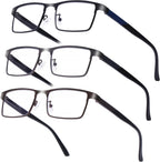 DOOViC 3 Pack Reading Glasses Men, Blue Light Blocking Reading Glasses, Stylish Metal Lightweight Computer Readers for Mens