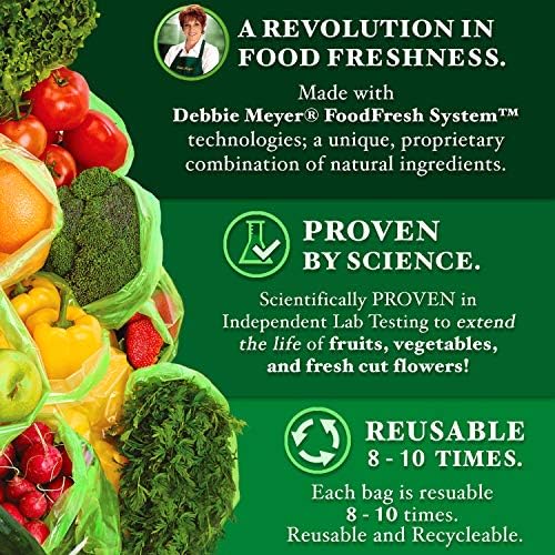 Debbie Meyer, GreenBags 40-Pack (16M, 16L, 8XL) | Reusable Storage Bags Keeps Fruit, Vegetables, Produce, Cut Flowers Fresh Longer, Kitchen & Fridge Preservation Solution, BPA Free, Made in the USA