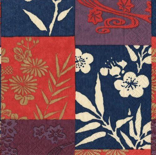 Entertaining with Caspari Set of Two Imari Blue Cocktail Napkins packages, 20 per package