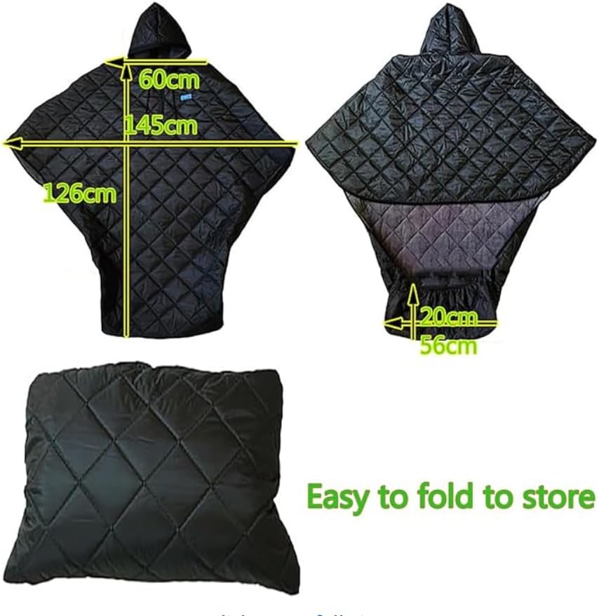 Waterproof Windproof Winter Full Body Warm Blanket, Fleece Lined Wheelchair Cosy Cover with Hood Rain Coat Poncho Cover for Adults Wheelchair Users Full Body Protection Blanket
