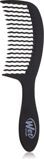 Wet Brush Detangling Comb, Black - Wide Tooth Hair Detangler with WaveTooth Design that Gently and Glides Through Tangles - Brush Throough Conditioner and Hair Masks - Gentle On Scalp and Pain-Free