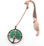 Copper Stone Tree of Life Bookmark Pendant Jewelry,Green Aventurine