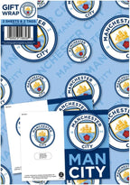 Manchester City FC Paper Gift Wrap Sheets Set (One Size) (Blue/White)