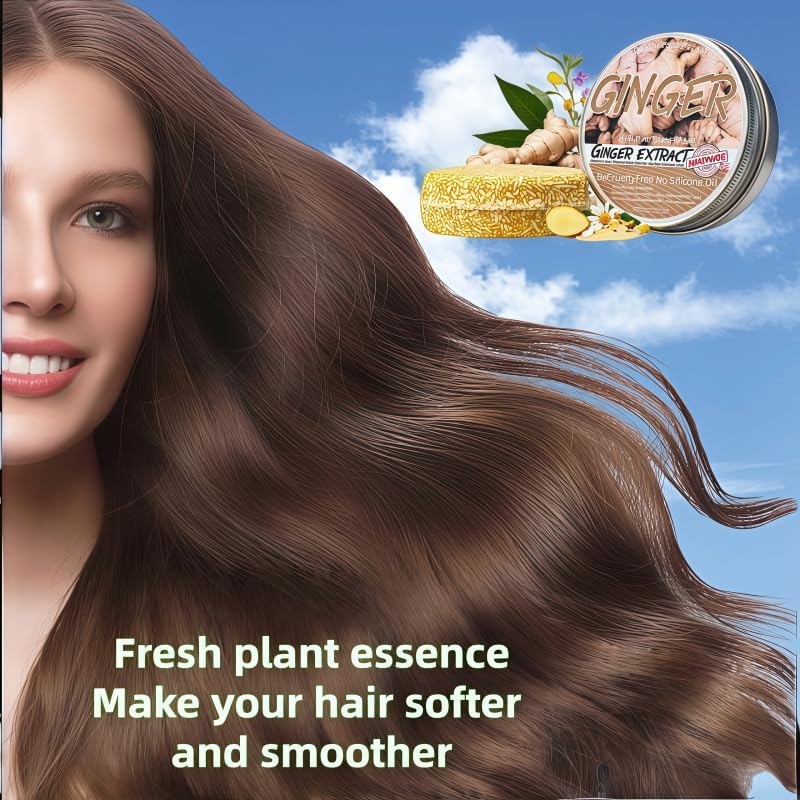 Organic Ginger Shampoo Bar, Handmade Sulfate-Free,Natural Hair Growth,Repairs Damaged Hair,Suitable for All Hair Types