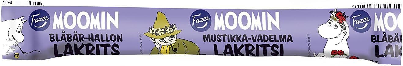 10 Sticks X 20g of Fazer Moomin (Blueberry & Raspberry) Filled Licorice Candy