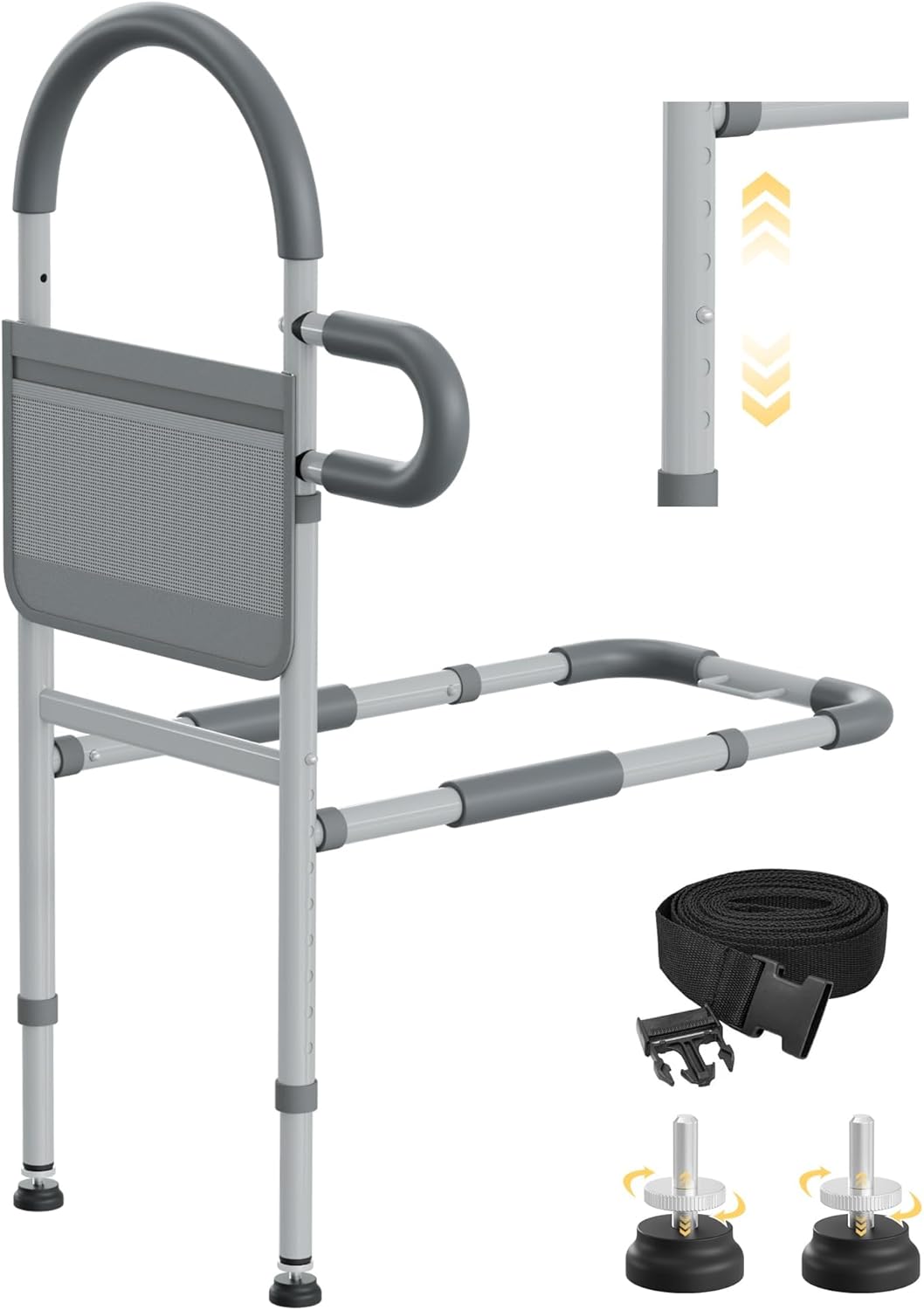 Bed Rails for Elderly Adults Safety, Bedrails for Elderly Adults Grab Bar Bed Handrails, Cane for Seniors with Non-Slip Ergonomic Handle and Storage Pocket, Fit Twin, Full, Queen, King