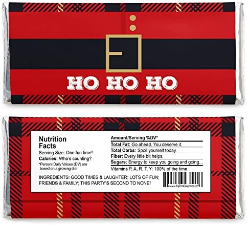 Big Dot of Happiness Jolly Santa Claus - Candy Bar Wrapper Christmas Party Favors - Set of 24