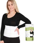 Postpartum & Post Surgery Abdominal Binder. 3-Panel belly band for recovery after childbirth, hysterectomy, tummy tuck, hernia, diastasis recti. Size S/M (30" to 45"). Made in USA.